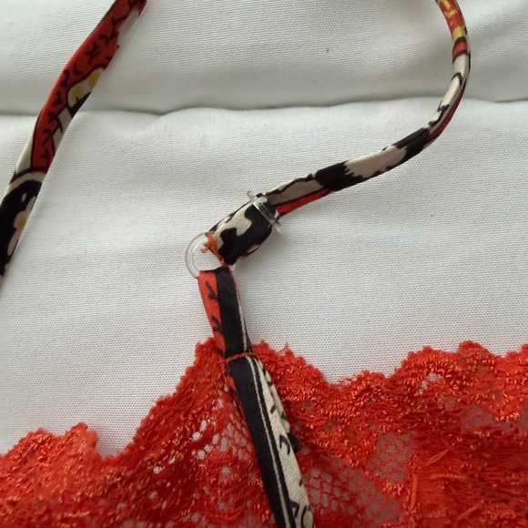 Y2K New York & Co Silk Paisley Cami Top Size XL Orange Beaded Lace Sequins Fairy - Picture 8 of 10